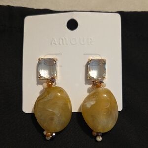 Beige and Gold Statement Earrings